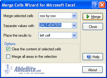 Merge Cells Wizard for Excel Screenshot